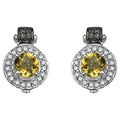 Citrine Earrings With Diamonds 1.14 Carats Sterling Silver