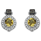 Citrine Earrings With Diamonds 1.14 Carats Sterling Silver