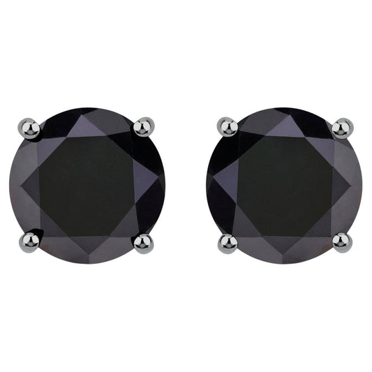 Black Diamond Earrings 4.9 Carats 14K White Gold