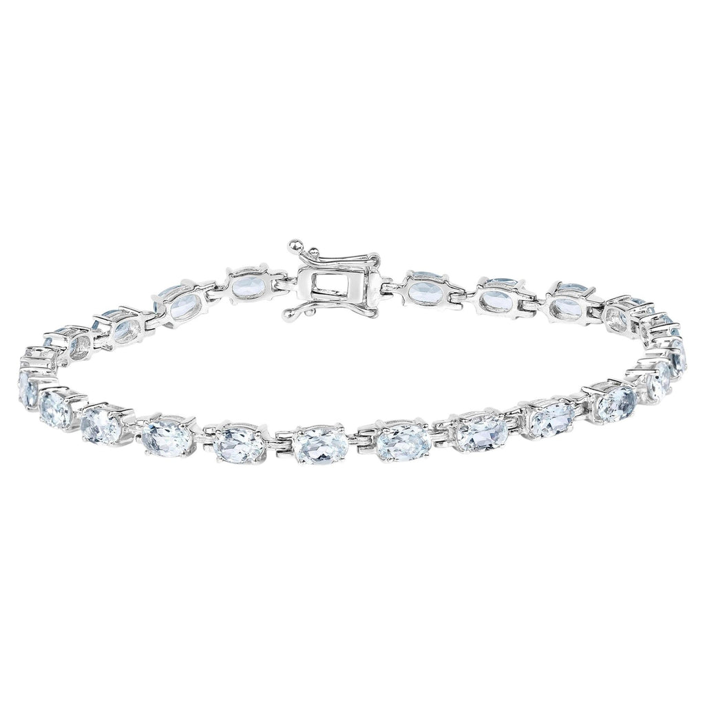 Aquamarine Tennis Bracelet 8.78 Carats Sterling Silver