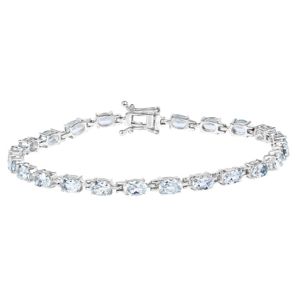 Aquamarine Tennis Bracelet 8.78 Carats Sterling Silver