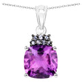 Amethyst Pendant With Natural Tanzanite 6.08 Carats Sterling Silver