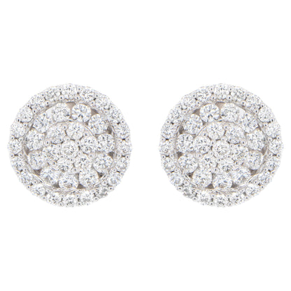 Diamond Stud Cluster Earrings 3.64 Carats 18K White Gold