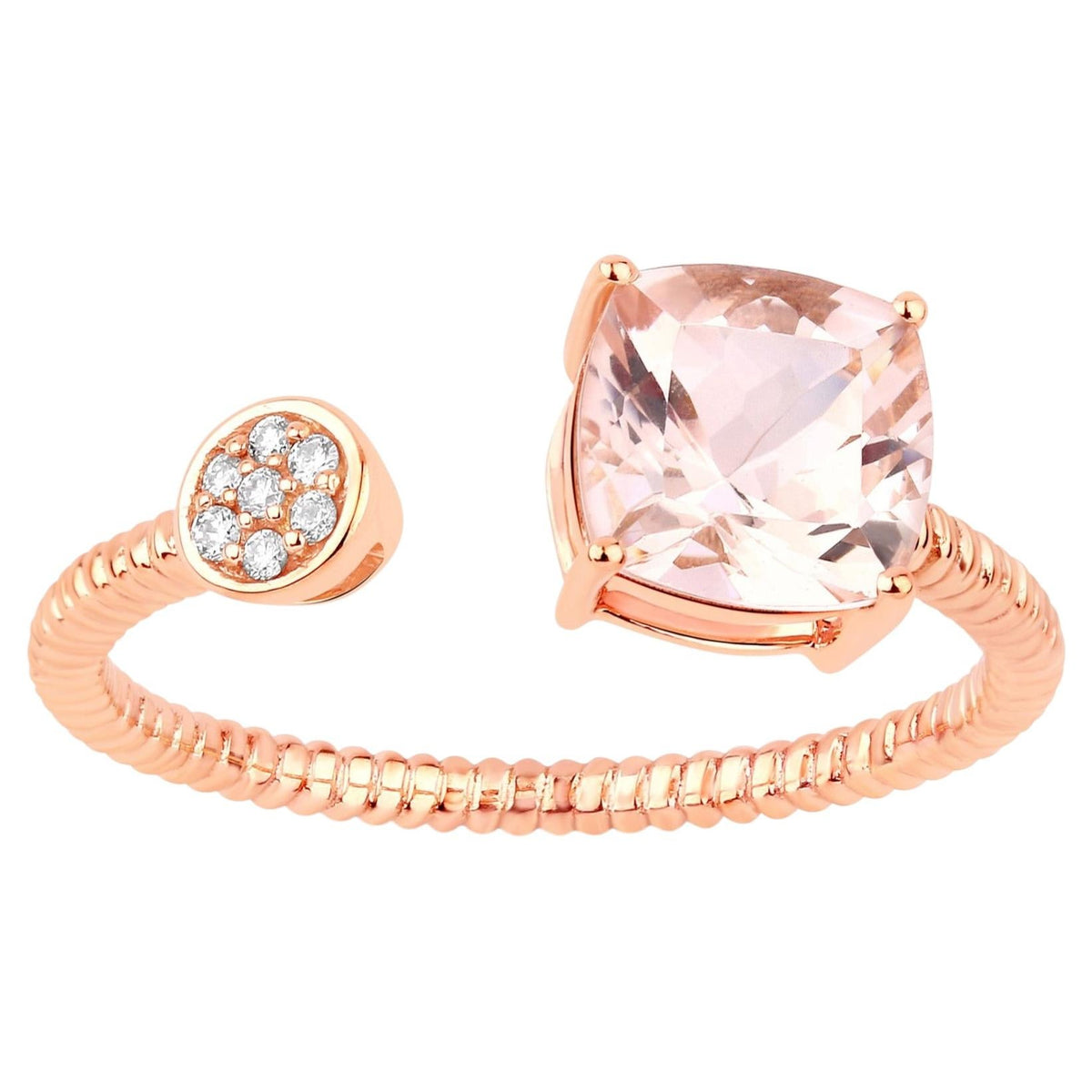 Morganite Ring With Diamonds 1.2 Carats 14K Rose Gold