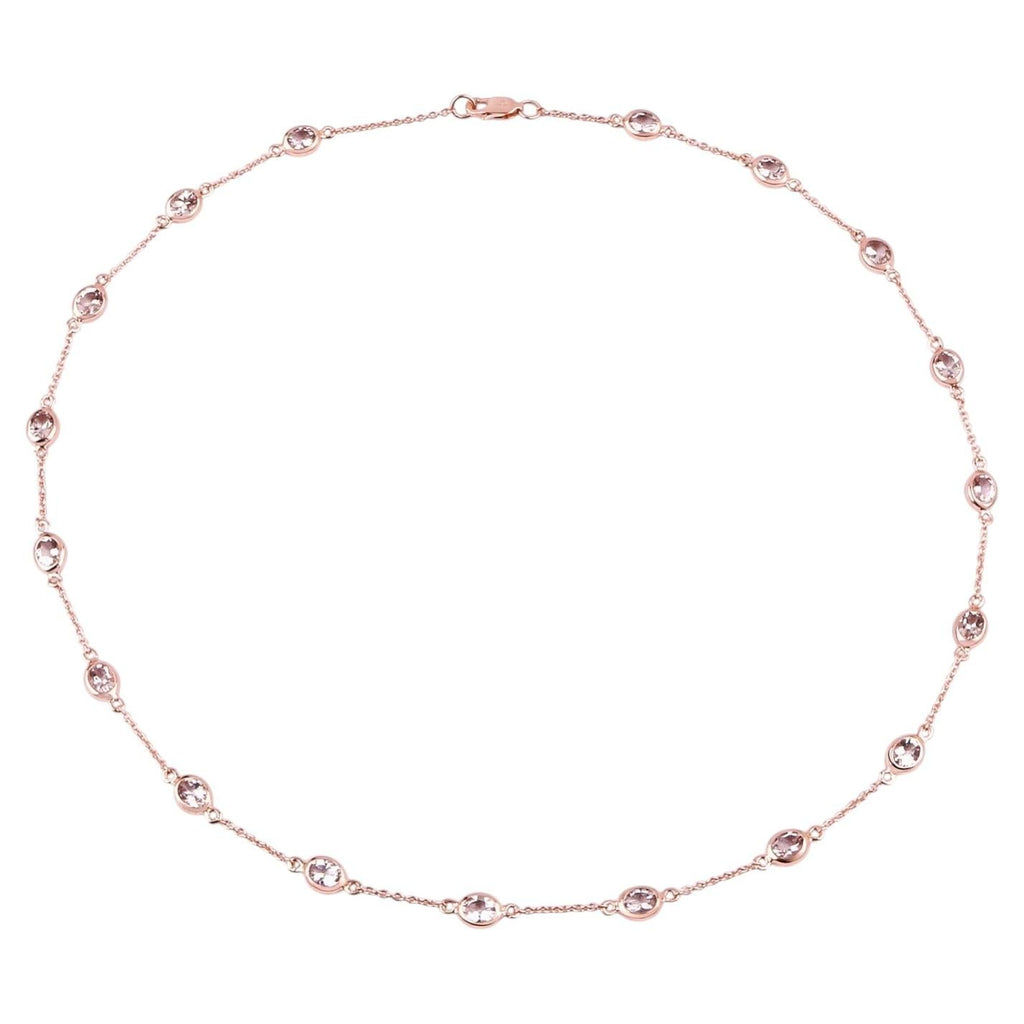 Morganite Necklace 4.84 Carats Gold Plated Silver