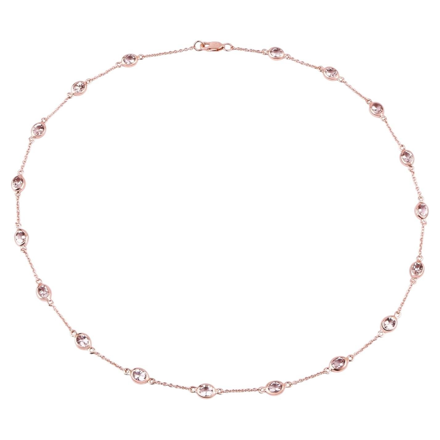 Morganite Necklace 4.84 Carats Gold Plated Silver