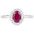 Ruby Ring With Diamonds 1.02 Carats 14K White Gold