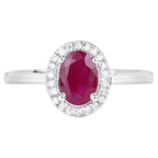 Ruby Ring With Diamonds 1.02 Carats 14K White Gold