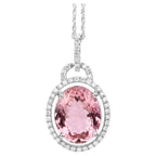 Natural Pink Tourmaline Pendant With Diamonds 3.88 Carats 14K White Gold
