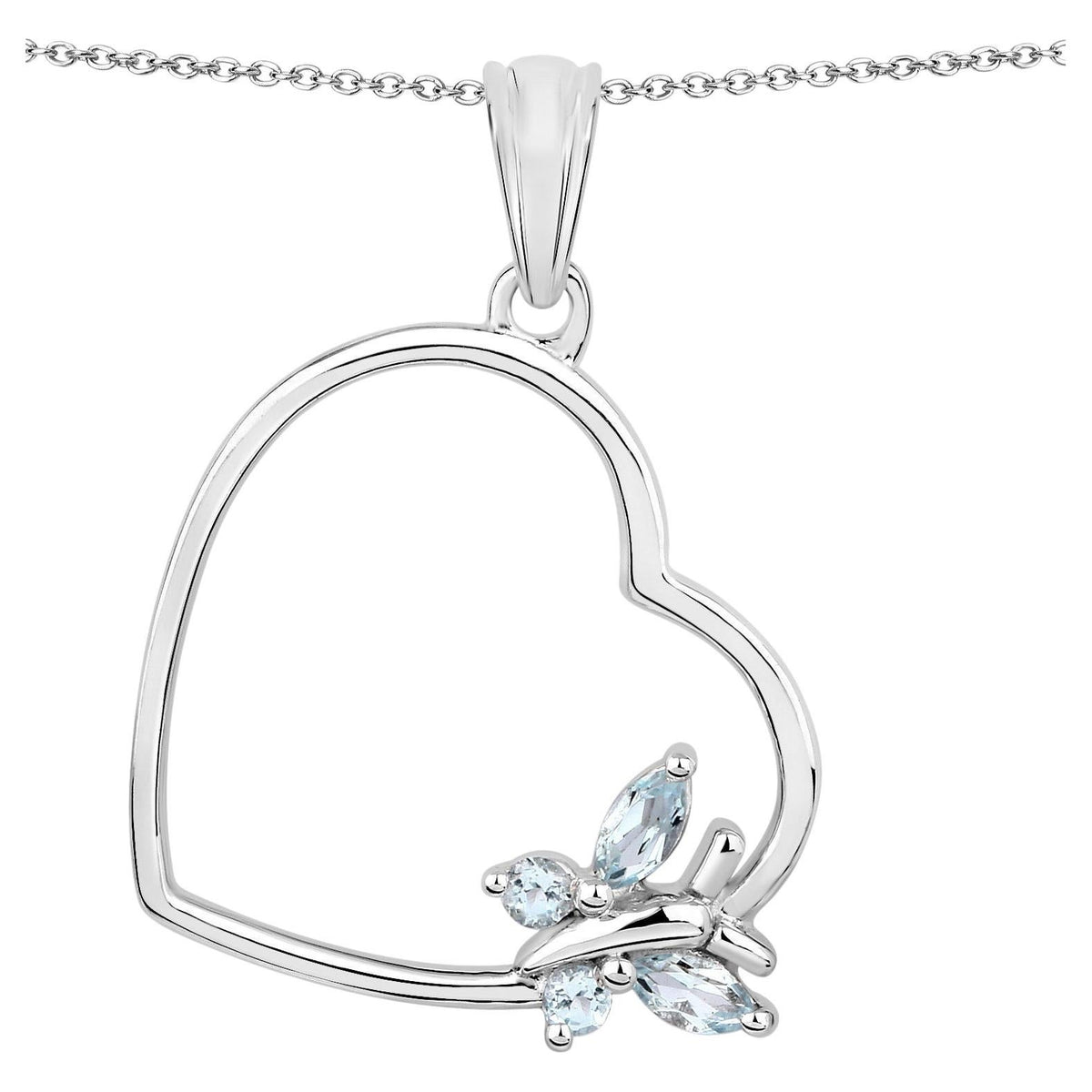 Blue Topaz Heart Pendant 0.22 Carats Sterling Silver