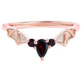 Garnet Bat Ring 0.3 Carats Gold Plated Silver
