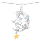 Blue Topaz Witch Pendant 0.34 Carats Sterling Silver