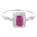 Ruby Ring With Diamonds 0.72 Carats 14K White Gold