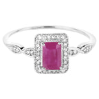 Ruby Ring With Diamonds 0.72 Carats 14K White Gold