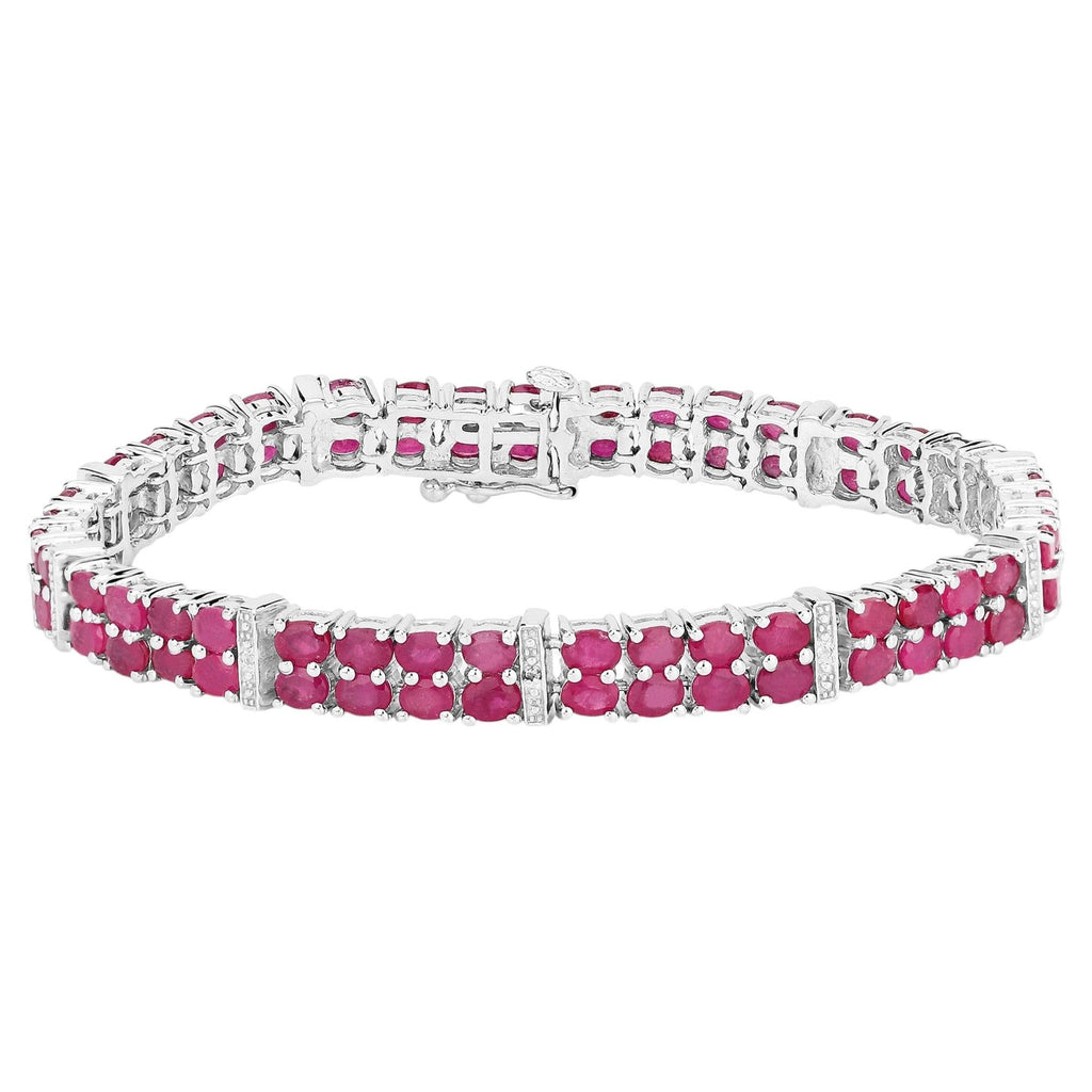 Ruby Tennis Bracelet With White Topaz 17.6 Carats Sterling Silver