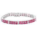 Ruby Tennis Bracelet With White Topaz 17.6 Carats Sterling Silver