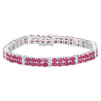Ruby Tennis Bracelet With White Topaz 17.6 Carats Sterling Silver