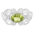 Peridot Ring With White Zircon 2.64 Carats Sterling Silver