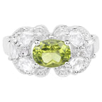 Peridot Ring With White Zircon 2.64 Carats Sterling Silver
