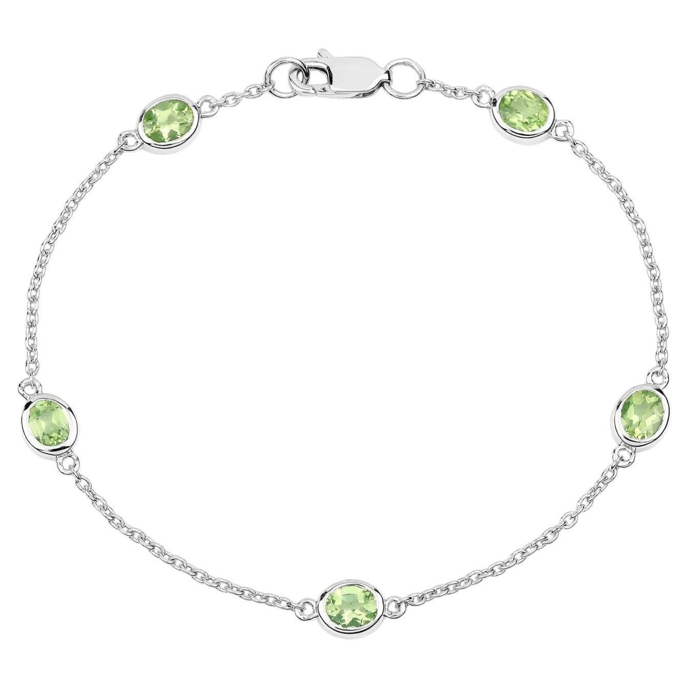 Peridot Bracelet 1.74 Carats Sterling Silver