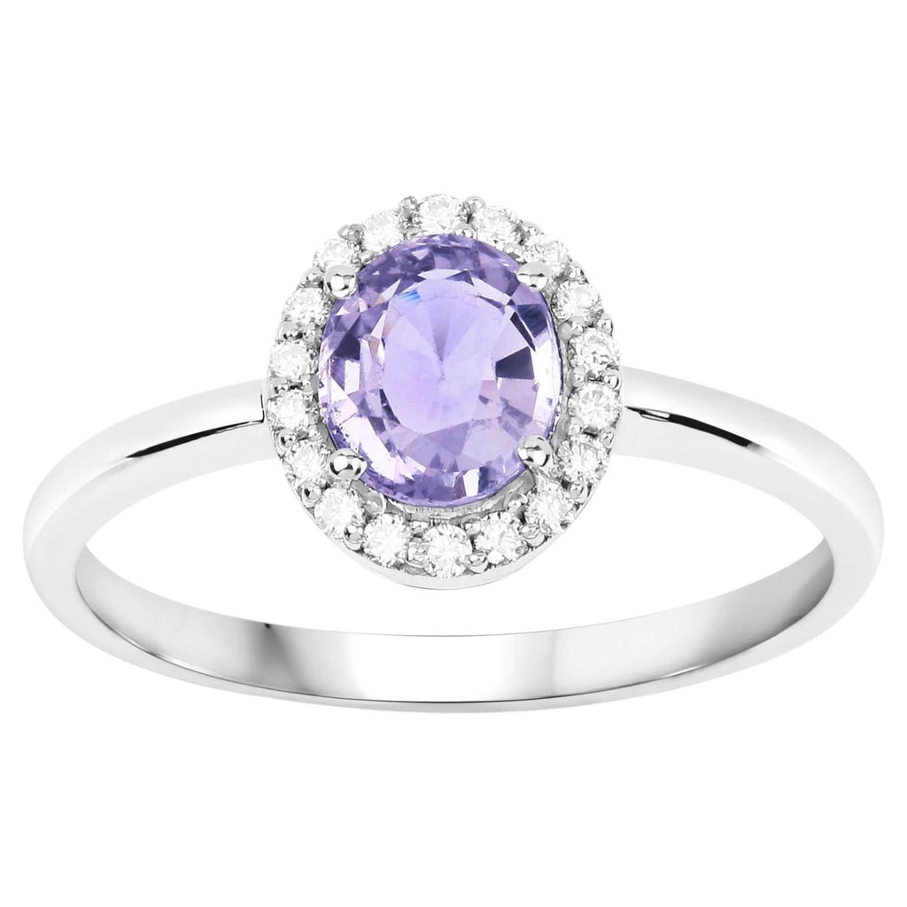 Pink Sapphire Ring With Diamonds 1.12 Carats 14K White Gold