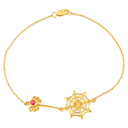 Ruby Spider Bracelet 0.12 Carats Gold Plated Silver