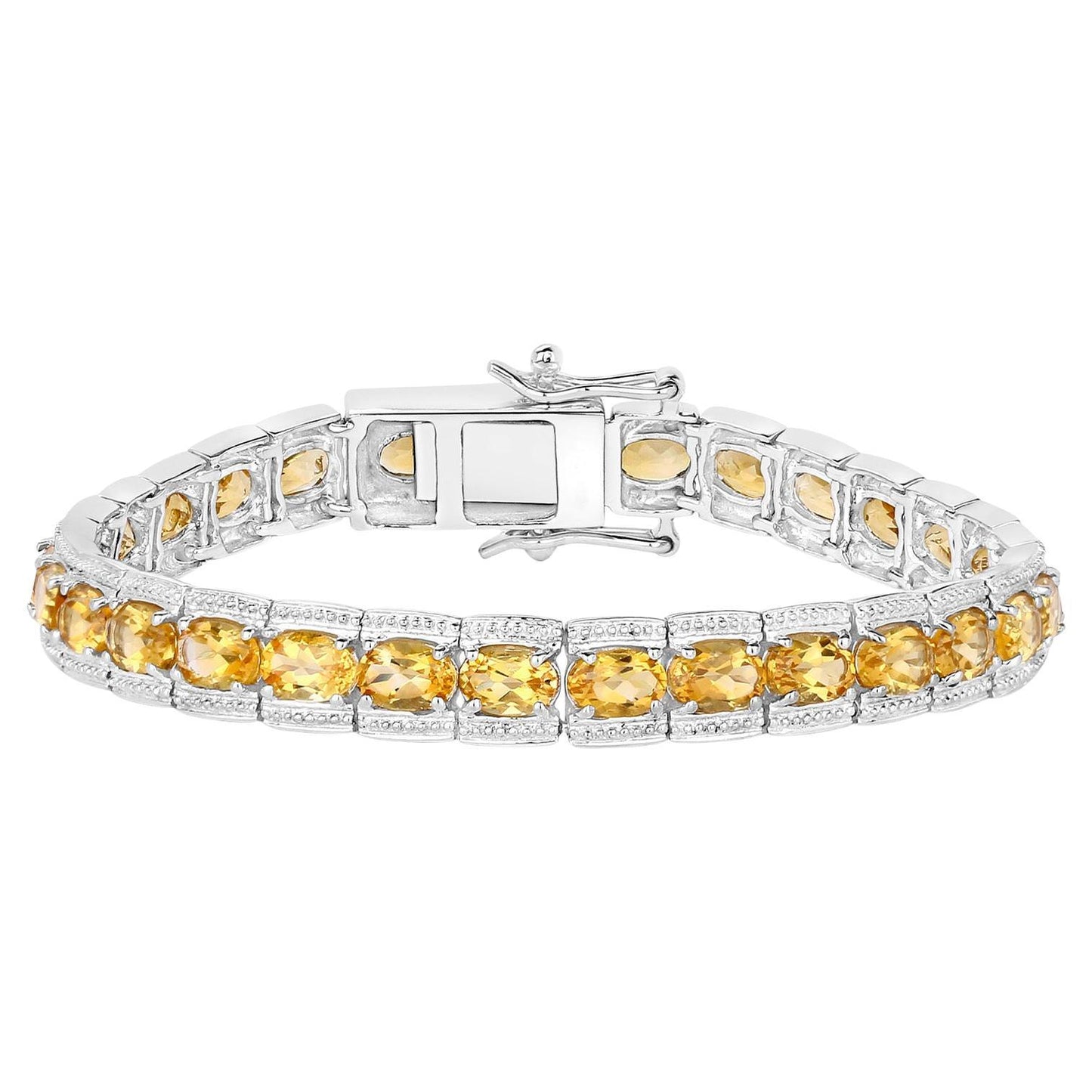 Citrine Tennis Bracelet 12.4 Carats Sterling Silver