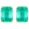 Natural Emerald Stud Earrings 2.74 Carats 14K Yellow Gold