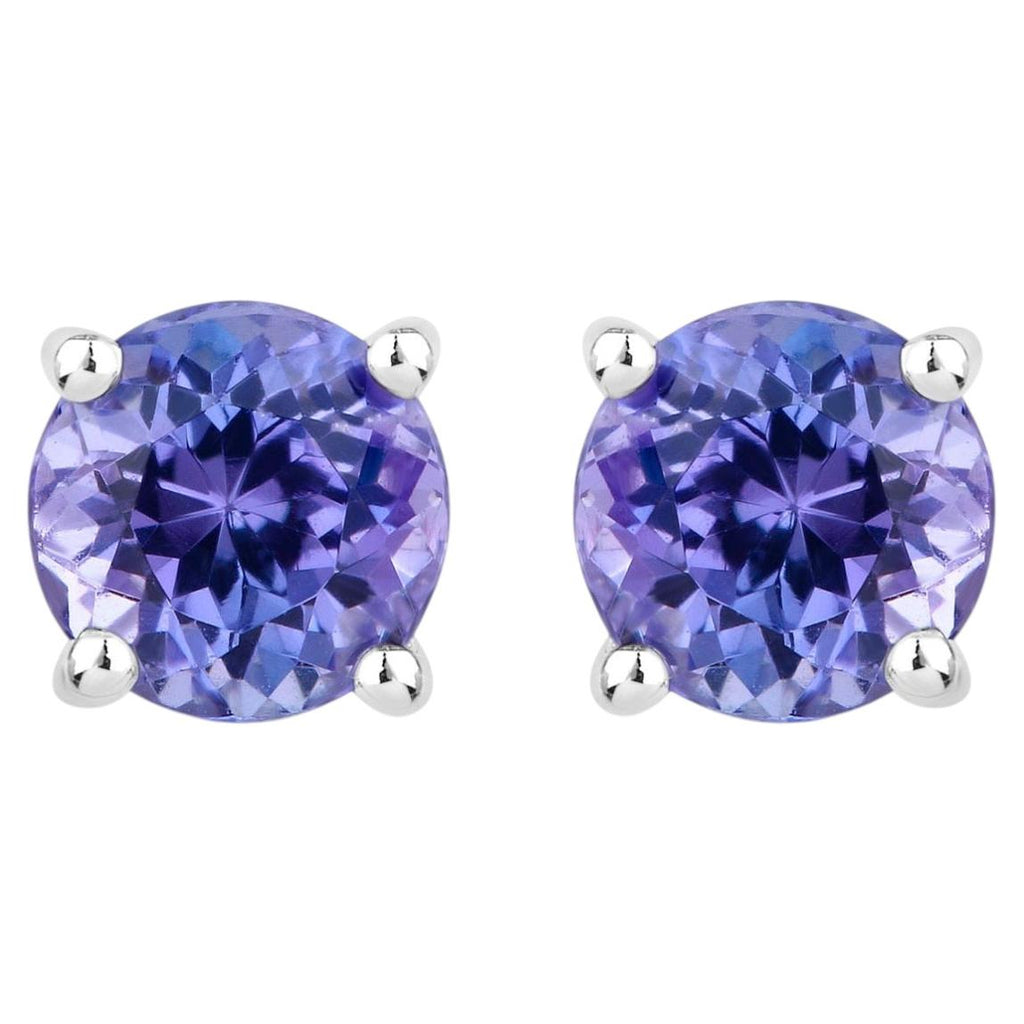 Natural Tanzanite Stud Earrings 0.92 Carats Sterling Silver
