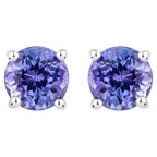 Natural Tanzanite Stud Earrings 0.92 Carats Sterling Silver