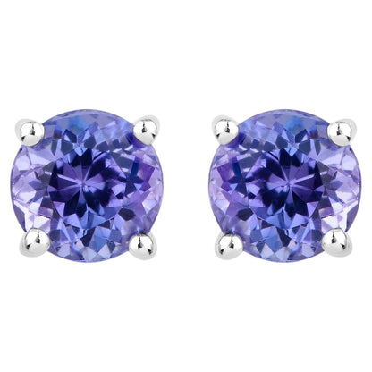Natural Tanzanite Stud Earrings 0.92 Carats Sterling Silver