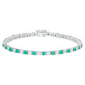 Emerald Tennis Bracelet With White Topaz 5.74 Carats Sterling Silver