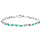 Emerald Tennis Bracelet With White Topaz 5.74 Carats Sterling Silver