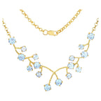Blue Topaz Necklace 7.32 Carats Gold Plated Sterling Silver