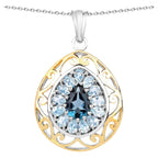 London Blue Topaz Pendant With Blue Topaz 4.4 Carats Gold Plated Silver