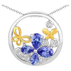 Tanzanite Butterfly Pendant With White Topaz 1.24 Carats Sterling Silver