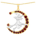 Garnet Flying Witch Pendant With White Topaz 1.22 Carats Gold Plated Silver