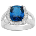 London Blue Topaz Ring With White Topaz 3.6 Carats Sterling Silver