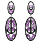 Amethyst Dangle Earrings With Black Spinels 12 Carats