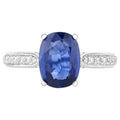 Blue Sapphire Ring With Diamonds 2.56 Carats 18K White Gold