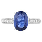 Blue Sapphire Ring With Diamonds 2.56 Carats 18K White Gold