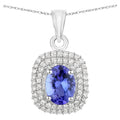 Tanzanite Pendant With Diamonds 1.38 Carats 14K White Gold