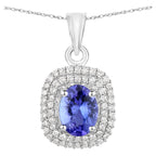 Tanzanite Pendant With Diamonds 1.38 Carats 14K White Gold