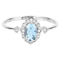 Aquamarine Ring With Diamonds 0.43 Carats 14K White Gold