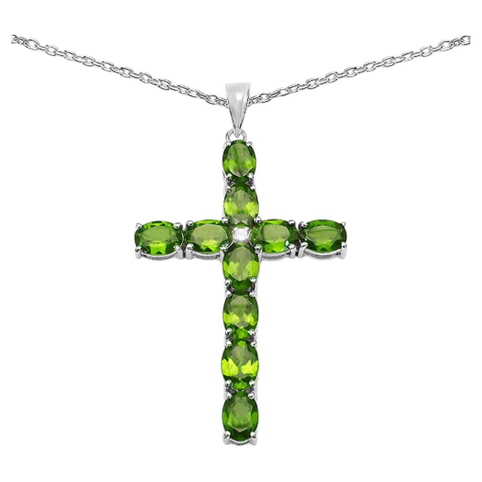 Peridot Pendant With White Topaz 8.3 Carats Sterling Silver