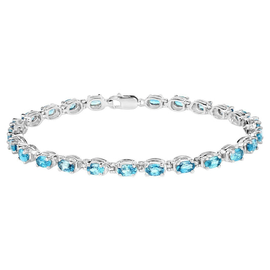 Blue Zircon Tennis Bracelet 7.9 Carats Silver