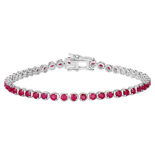 Ruby Bracelet 3.12 Carats 14K White Gold