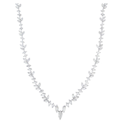 Important Marquise Diamond Necklace 4.5 Carats 18K White Gold