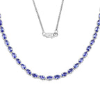 Tanzanite Tennis Necklace 10 Carats Sterling Silver