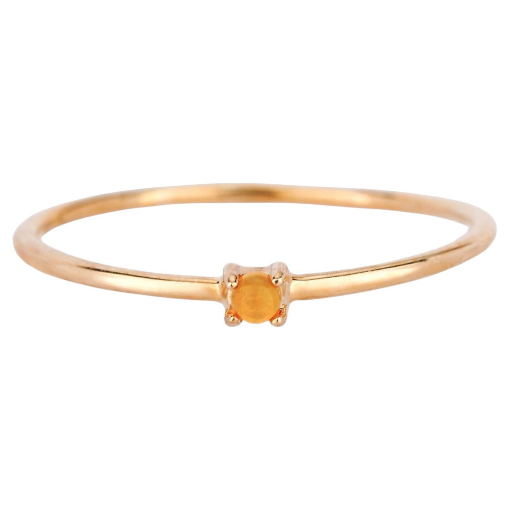 Natural Ethiopian Opal Ring 0.03 Carats 9K Yellow Gold